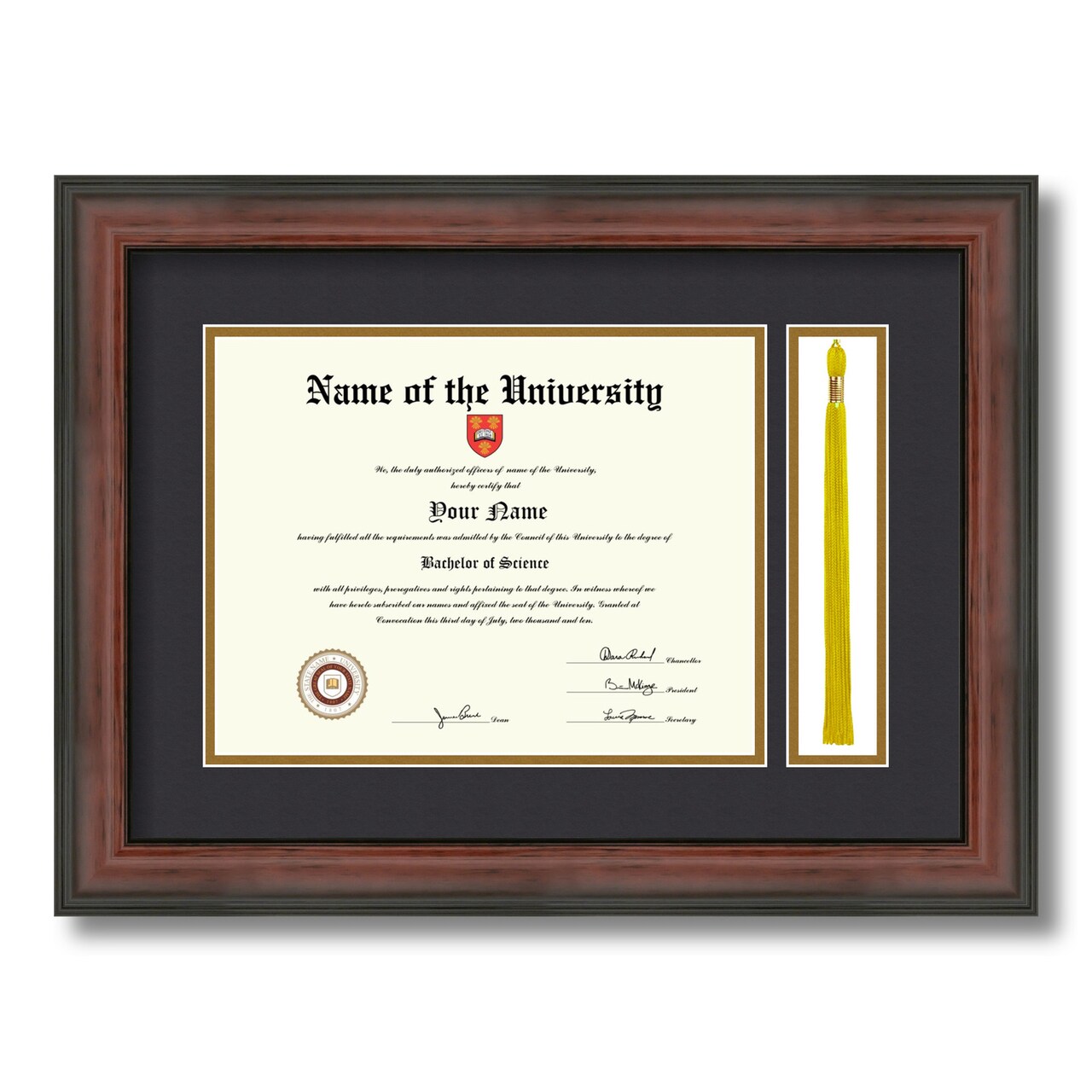 ArtToFrames 8.5x11 inch Diploma Frame with Tassel Opening - Framed with Black and Gold Mats, Comes with Regular Glass and Sawtooth Hanger for Wall Hanging (DT-8.5x11)